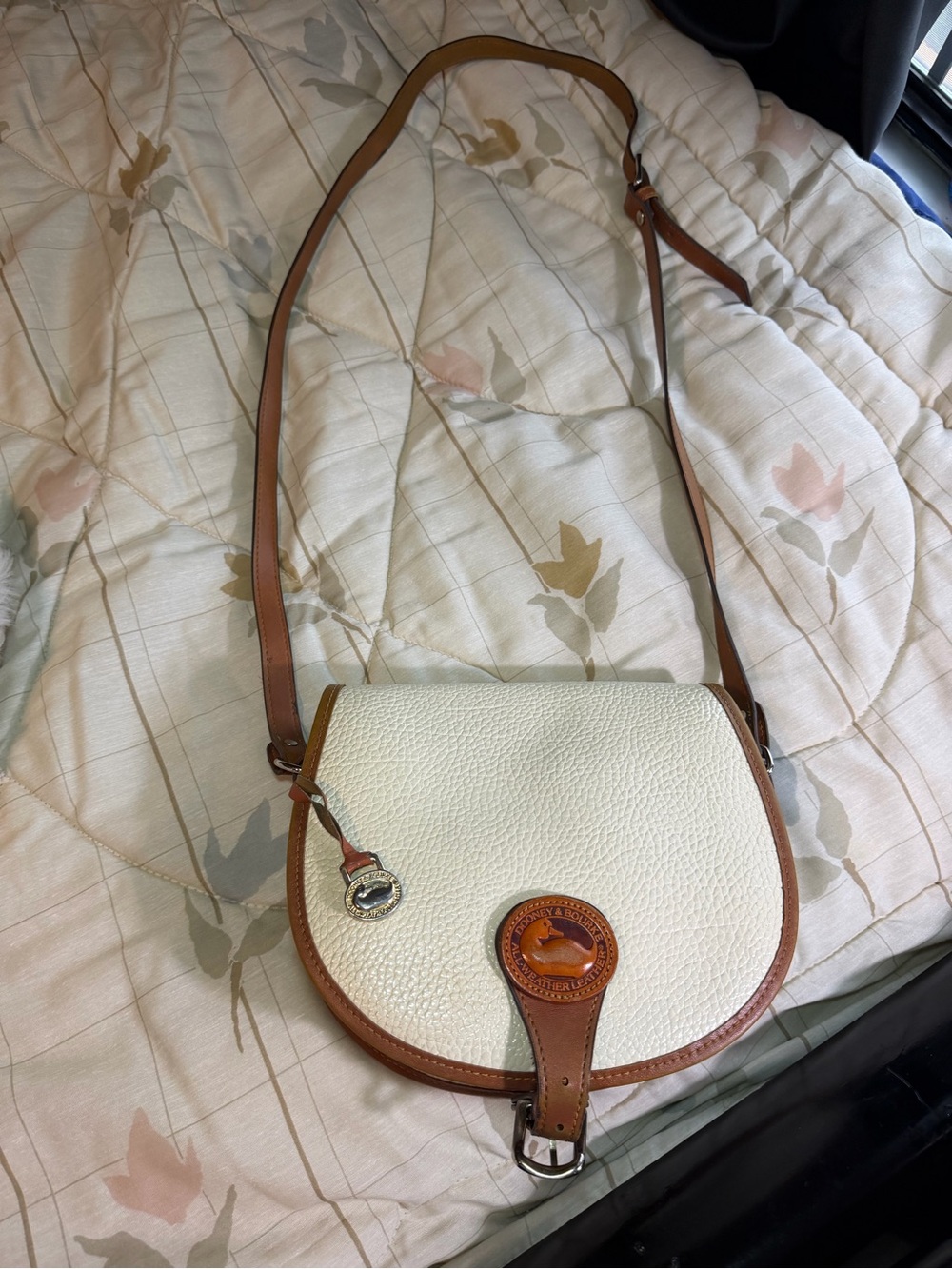 Dooney & Bourke Tan Pebbled Leather Crossbody with Tan Trim